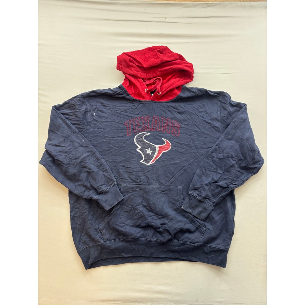 NFL Team Apparel Houston Texans Hoodie Mens XL Navy Blue Red Pullover Sweatshirt